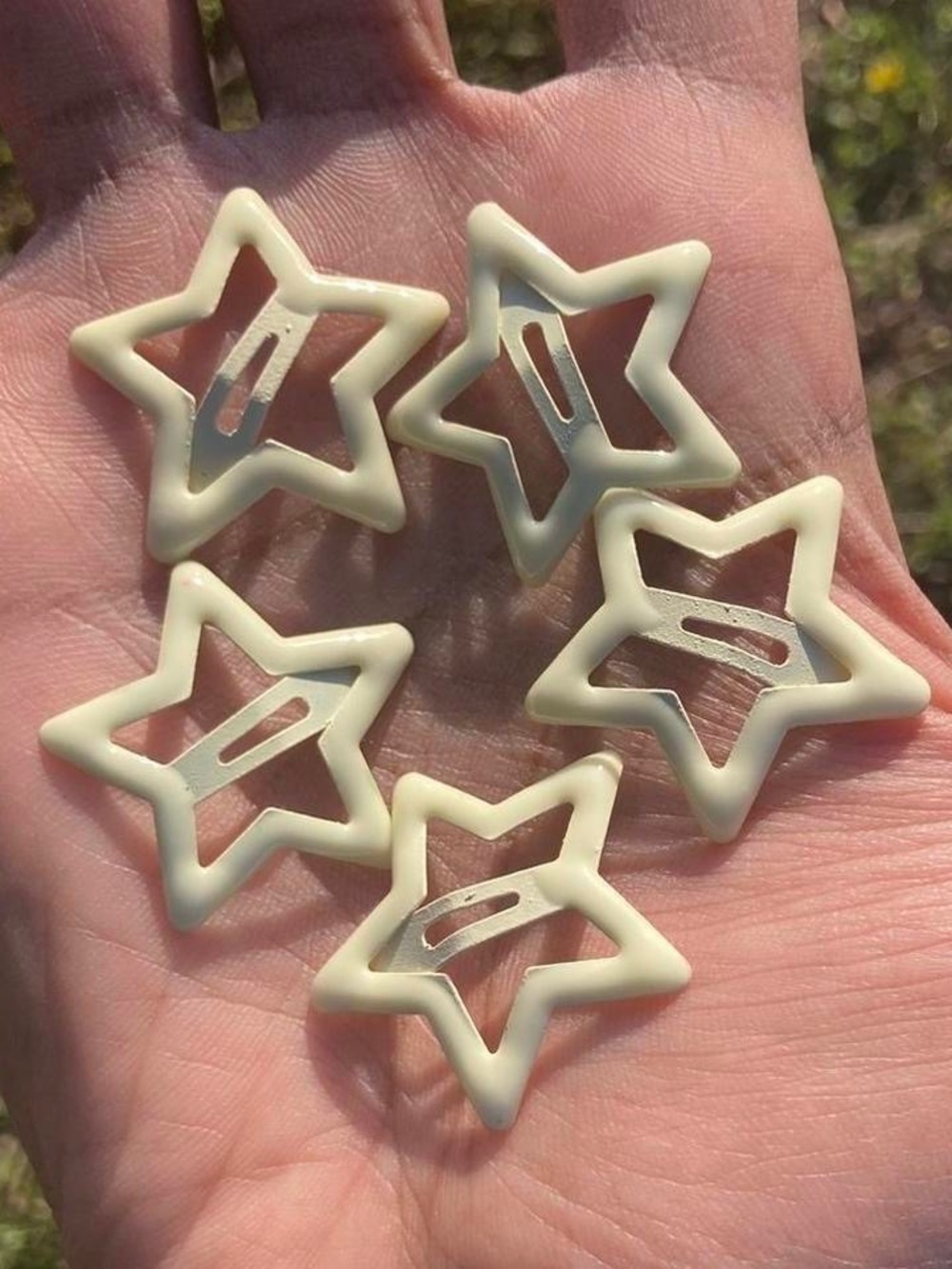 5 pcs cream Star-Shaped Hair punk Clip Set for Women - Vintage & Minimalist